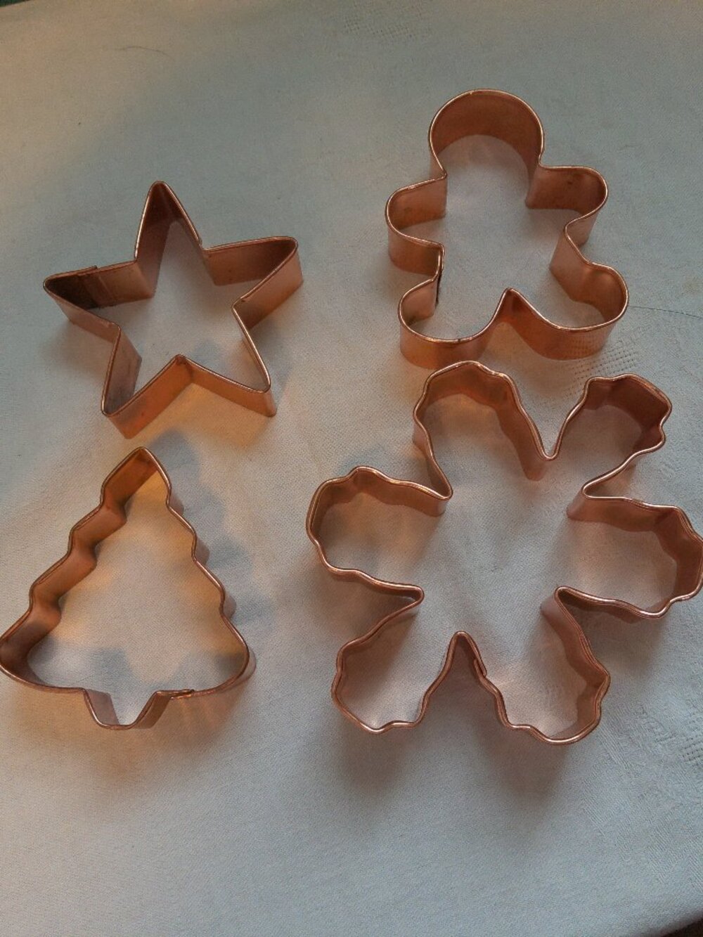Copper Colored Cookie Cutters Christmas & Animals with Handles Vintage set of 9